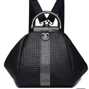 New Jingpin Black Multifunctional Backpack Crossbody Duffle FauxLeather